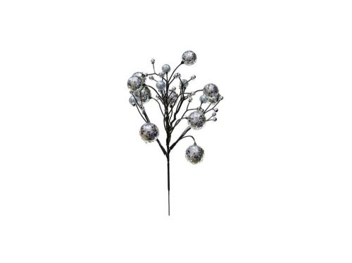 Dekorativní větvička s kuličkami stříbrná