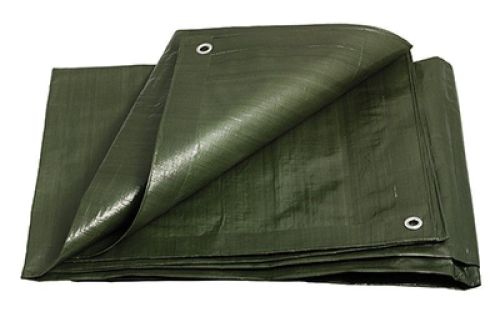 TOPTRADE plachta kryc, zelen, s kovovmi oky, 3 x 5 m, 200 g / m2